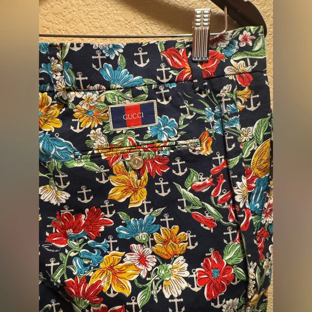 New Authentic Gucci GG Logo Multicolor Floral Pants Size IT 50 / US 34